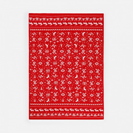 Плед Holidale, красный с молочным