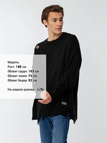 Джемпер оверсайз унисекс Grunge, черный