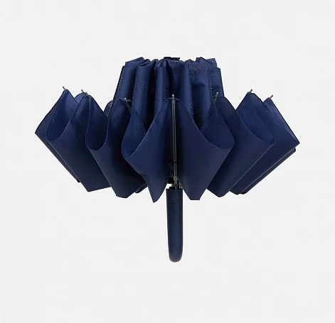 Зонт обратного сложения inLoop с ручкой-карабином, темно-синий