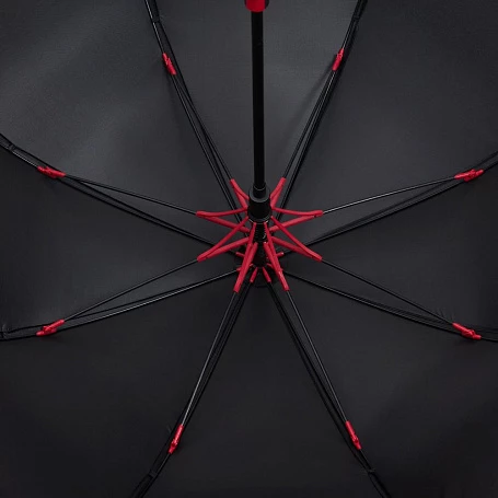 Зонт-трость Hidecolor с цветными спицами, черный с красным