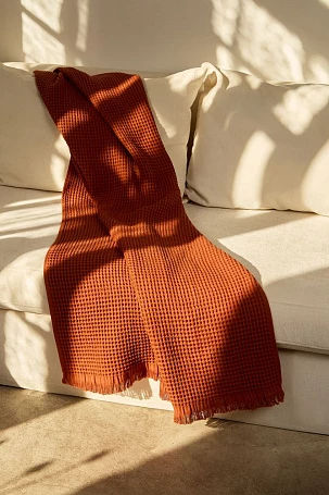 Плед вафельный Elenglect, оранжевый