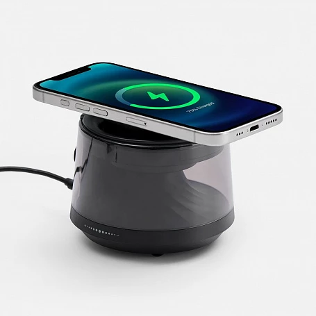 Bluetooth-колонка с подсветкой и беспроводной зарядкой Quantium, черная