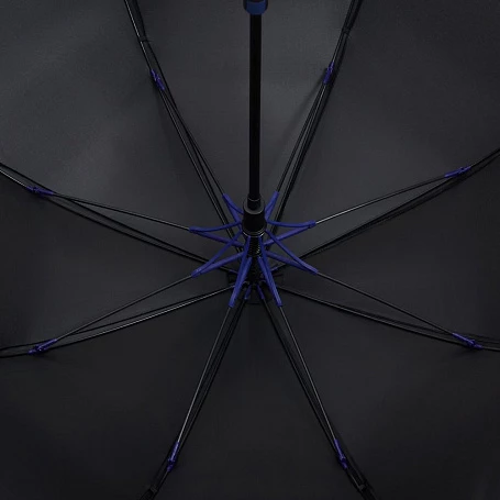 Зонт-трость Hidecolor с цветными спицами, черный с синим