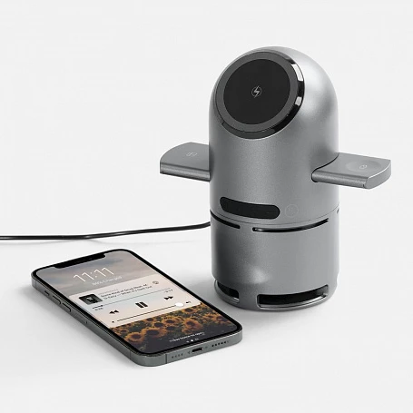 Bluetooth-колонка с беспроводной зарядкой Droid, серая