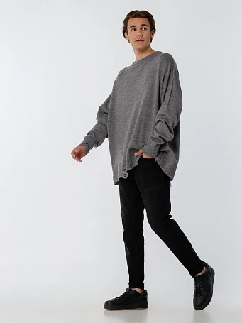 Джемпер оверсайз унисекс Grunge, серый