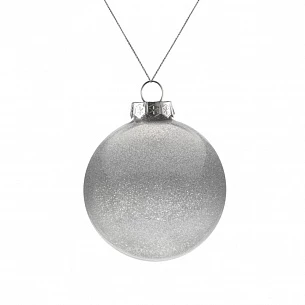 Елочный шар Finery Shine, 8 см, глянцевый серебристый с глиттером