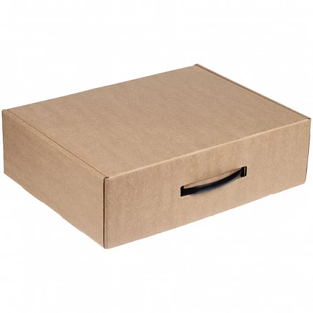 Коробка самосборная Light Case, крафт, с черной ручкой