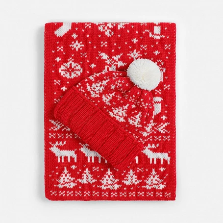 Шарф Holidale, красный с молочным