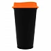 Стакан с крышкой Color Cap Black, черный с оранжевым